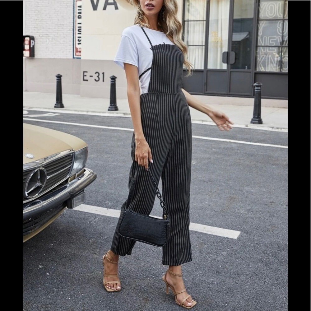 Women’s Striped back tie halter top jumpsuit